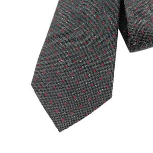 True Forum Silk Tie Mens 61.5” Charcoal Gray Red Dot Woven Designer Classic New